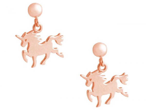 GEMSHINE Ohrringe mit Einhorn. Ohrhänger aus 925 Silber mit einer Länge von 2,5cm. Made in Spanien. Im eleganten Geschenketui geliefert., Metall Farbe:Silber rose vergoldet – Bild 4