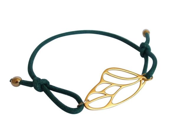 Gemshine - Damen - Armband - KNOTS Schmetterling Flügel - 925 Silber - Vergoldet - Grün - Größenverstellbar – Bild 3