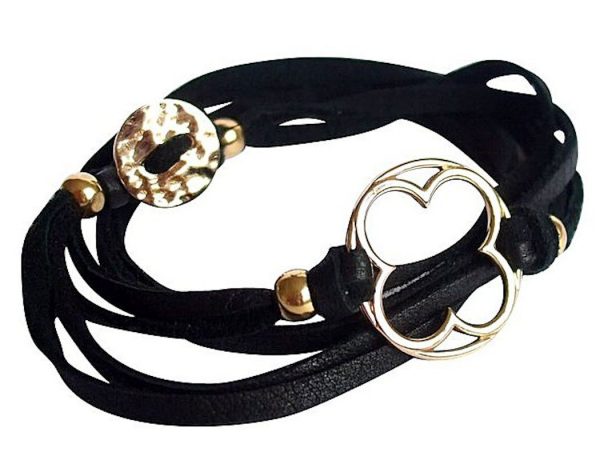 Gemshine - Damen - Armband - Wickelarmband - KNOTS Clover - Vergoldet - Schwarz - Größenverstellbar – Bild 5