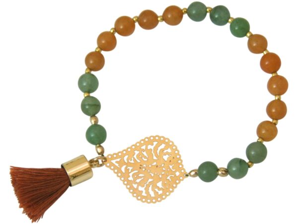 Gemshine - Mala Armband - Vergoldet - Edelstein - Lachs - Grün