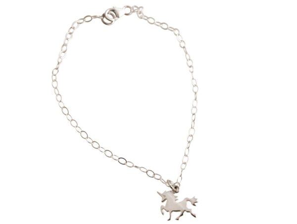 GEMSHINE Armband mit Einhorn. Armkette aus 925 Silber mit einer Länge von 18 cm. Massiv 925 Silber, vergoldet, rosé vergoldet. Made in Spanien. Geschenketui – Bild 3