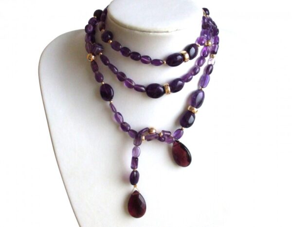 Gemshine - Damen - Halskette  - Lariat - Vergoldet - Amethyst - Violett - 120 cm – Bild 3