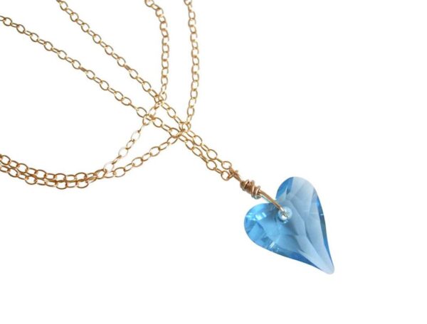 Gemshine  - Damen - Herz - Halskette - Anhänger - Vergoldet - Wild Heart - *Aquamarin* - Blau - MADE WITH SWAROVSKI ELEMENTS® - 45 cm