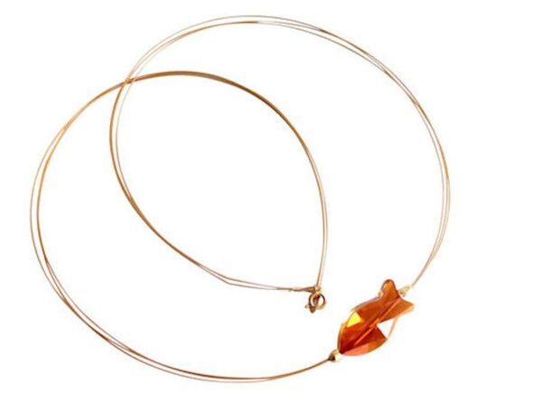 Gemshine - Damen - Halskette - Fisch - *Crystal Copper* - Gelb - Orange - Vergoldet - MADE WITH SWAROVSKI ELEMENTS® - 45 cm